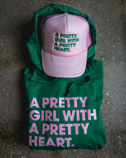 Pretty Girl With A Pretty Heart Hoodie & Light Pink Trucker Bundle