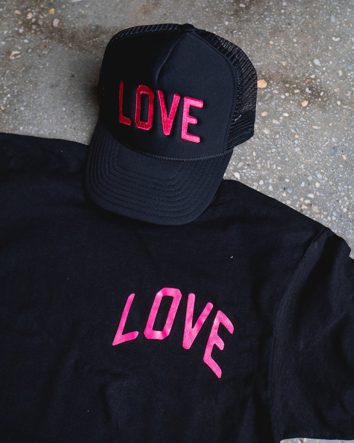 No Greater Love Adult T-Shirt & Black Trucker Bundle