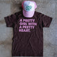 Pretty Girl, Pretty Heart Brown Adult Box T-Shirt & Light Pink/White Trucker Bundle