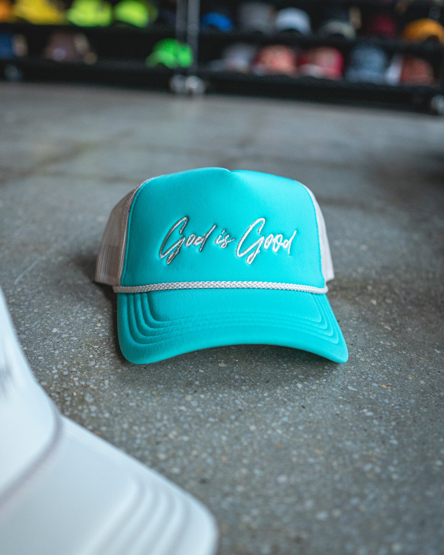 God Is Good Premium Trucker Hat