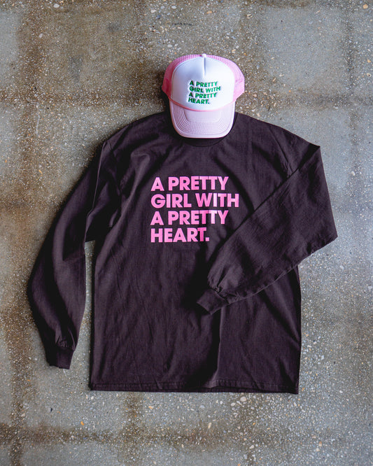 Pretty Girl With A Pretty Heart Long-Sleeve & White/Pink Trucker Bundle