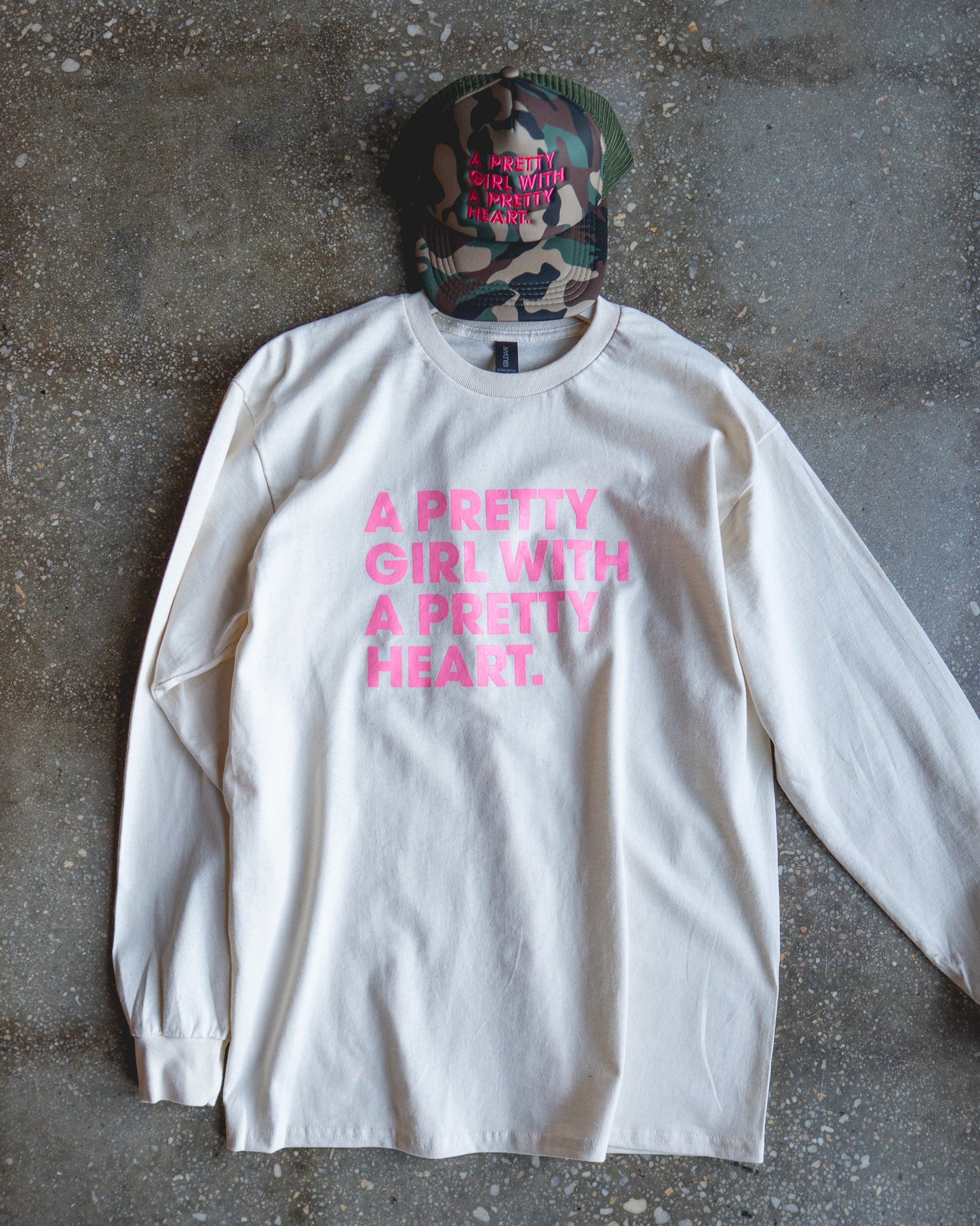 Pretty Girl With A Pretty Heart Long-Sleeve & Camo Trucker Bundle