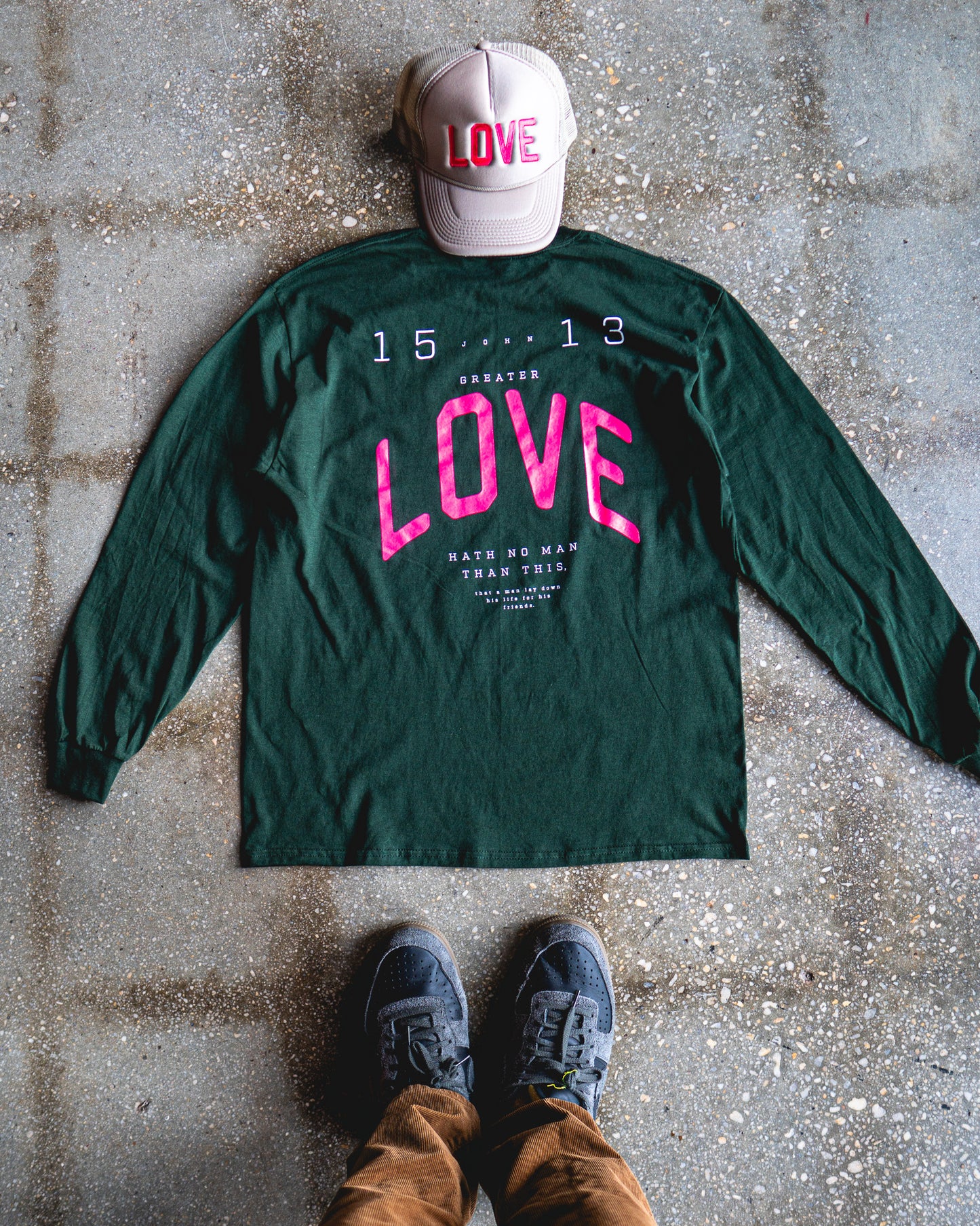 No Greater Love Long-Sleeve & Khaki Trucker Bundle