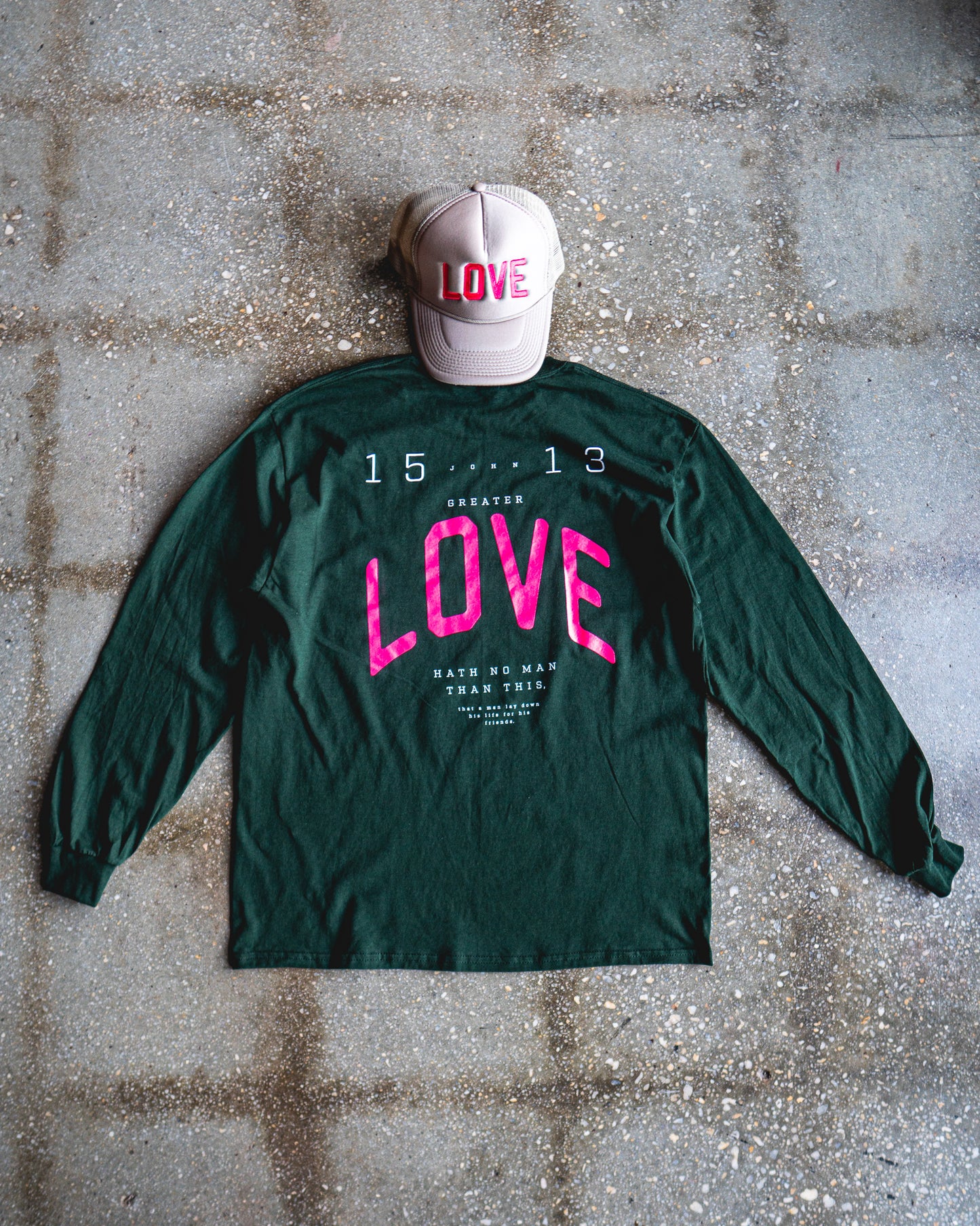 No Greater Love Long-Sleeve & Khaki Trucker Bundle