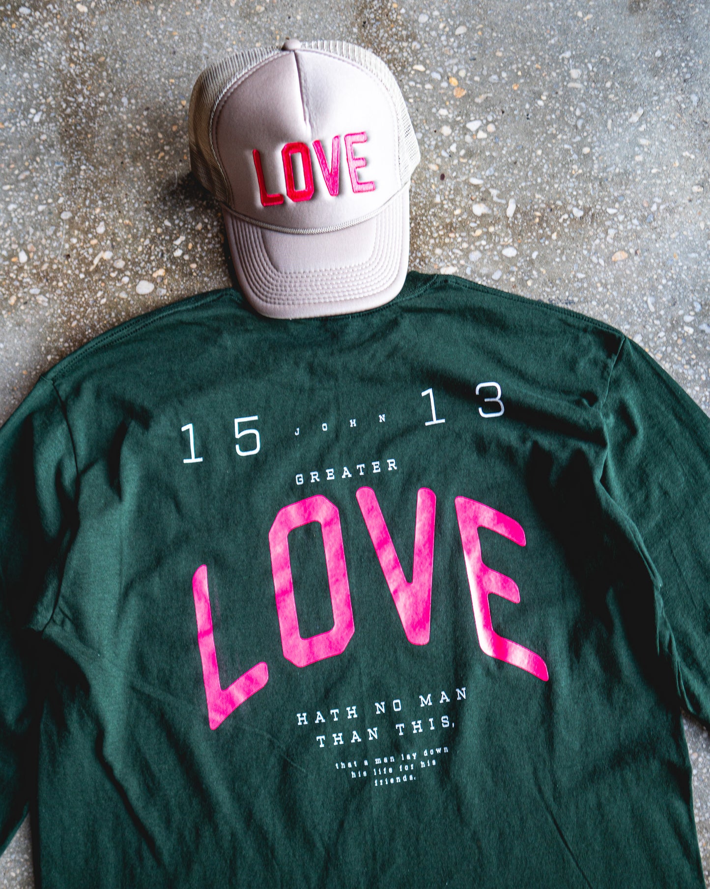 No Greater Love Long-Sleeve & Khaki Trucker Bundle