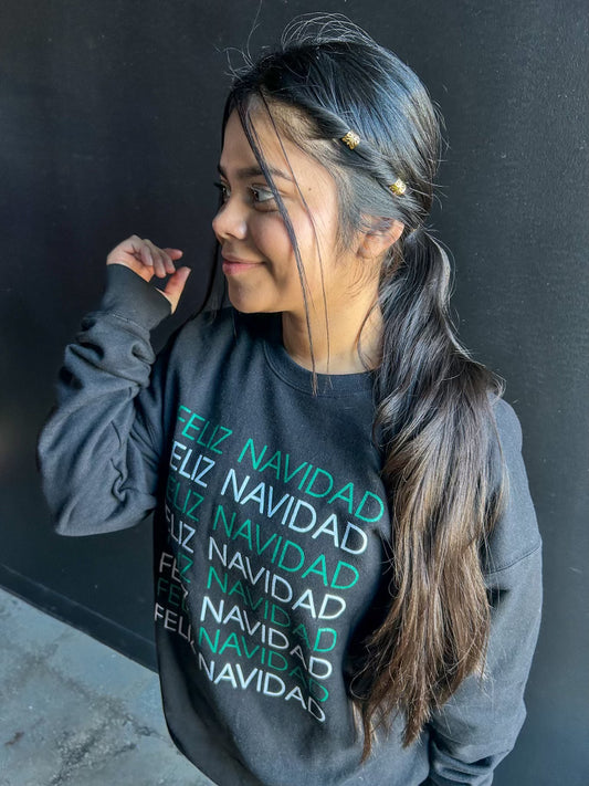 Feliz Navidad Adult Drop Shoulder Sweatshirt