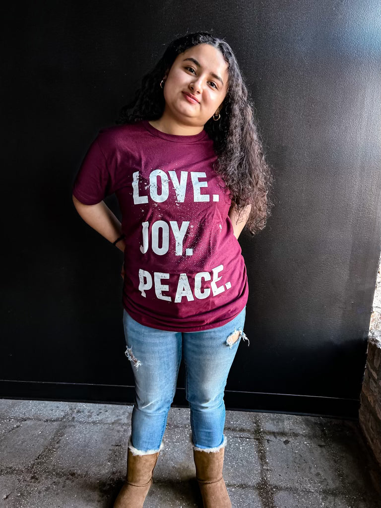 Love. Joy. Peace. Adult Box T-Shirt